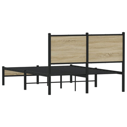 vidaXL Metal Bed Frame without Mattress Sonoma Oak 120x190 cm Small Double