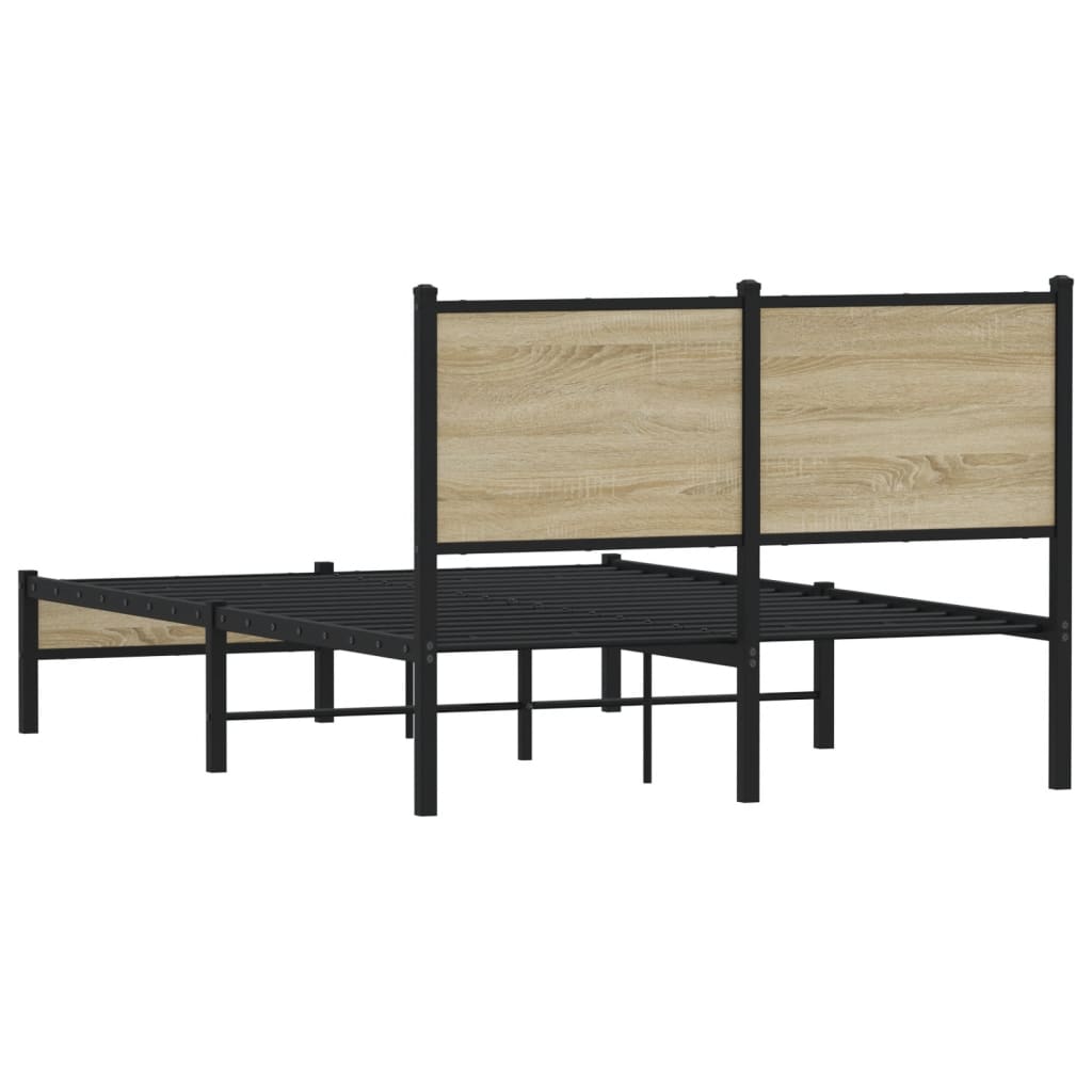 vidaXL Metal Bed Frame without Mattress Sonoma Oak 120x200 cm