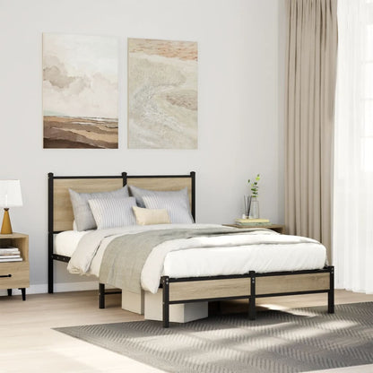 vidaXL Metal Bed Frame without Mattress Sonoma Oak 120x200 cm