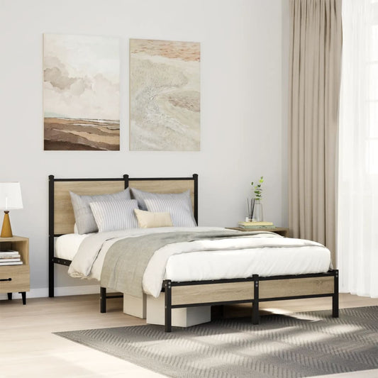 vidaXL Metal Bed Frame without Mattress Sonoma Oak 120x200 cm