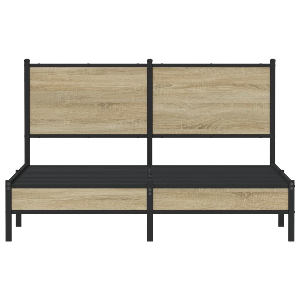 vidaXL Metal Bed Frame without Mattress Sonoma Oak 137x190 cm