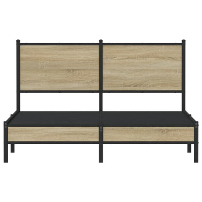 vidaXL Metal Bed Frame without Mattress Sonoma Oak 137x190 cm