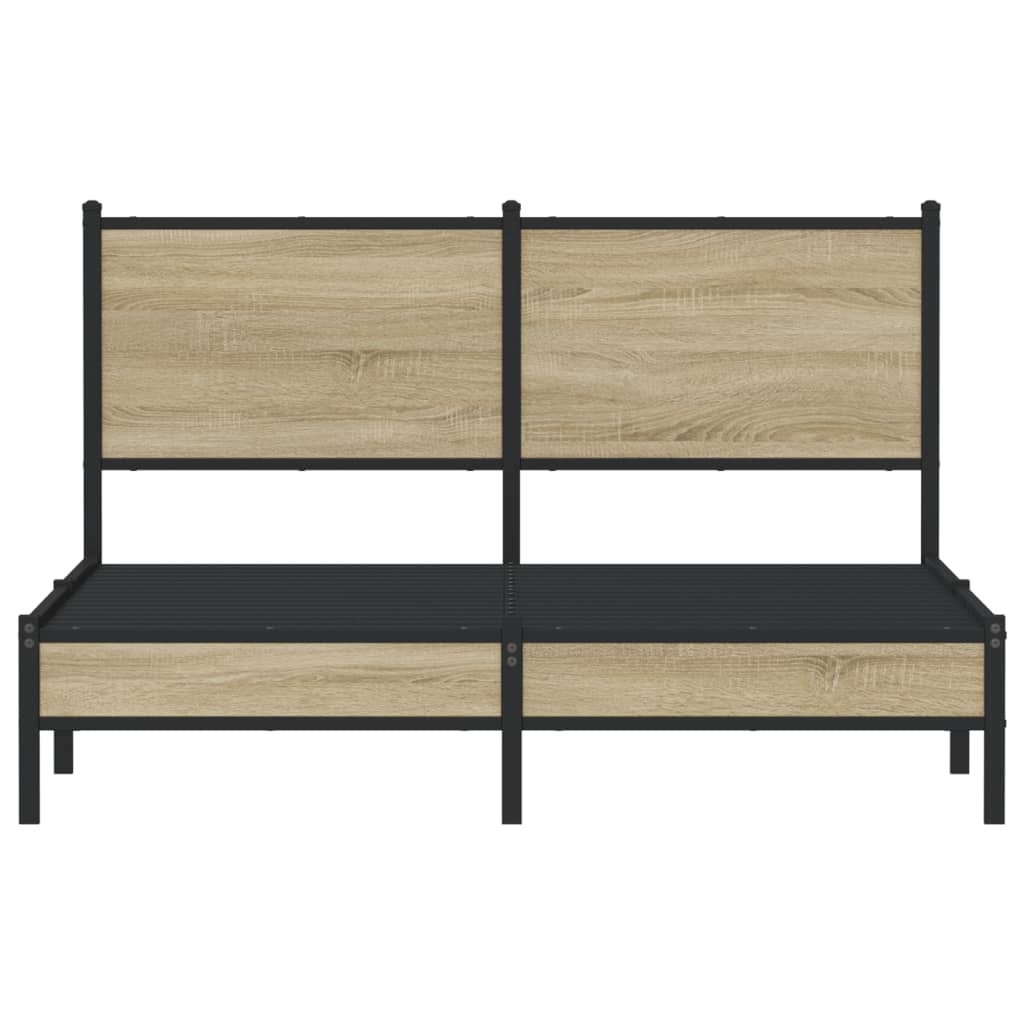 vidaXL Metal Bed Frame without Mattress Sonoma Oak 140x190 cm