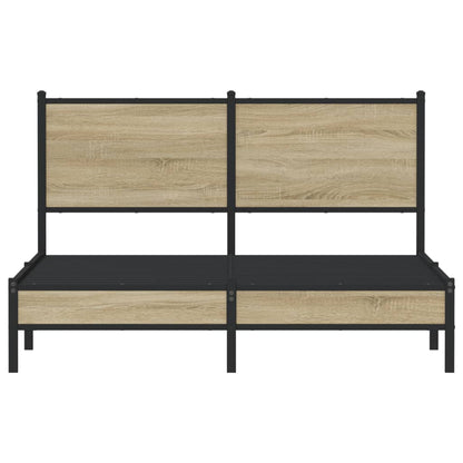 vidaXL Metal Bed Frame without Mattress Sonoma Oak 140x190 cm