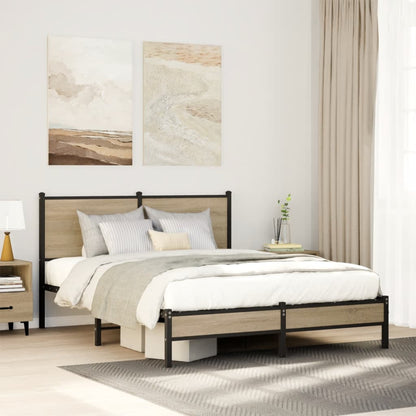 vidaXL Metal Bed Frame without Mattress Sonoma Oak 140x190 cm
