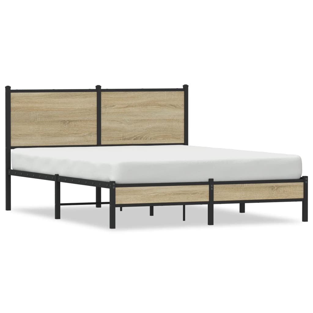 vidaXL Metal Bed Frame without Mattress Sonoma Oak 140x200 cm