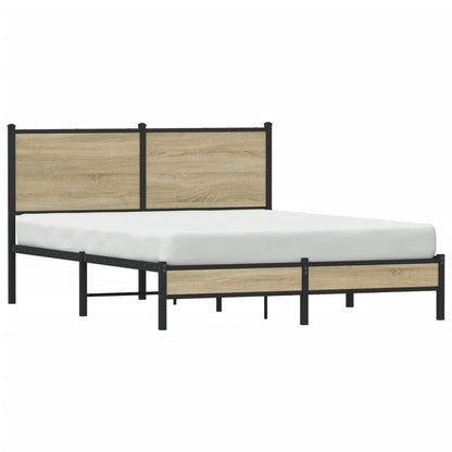 vidaXL Metal Bed Frame without Mattress Sonoma Oak 140x200 cm
