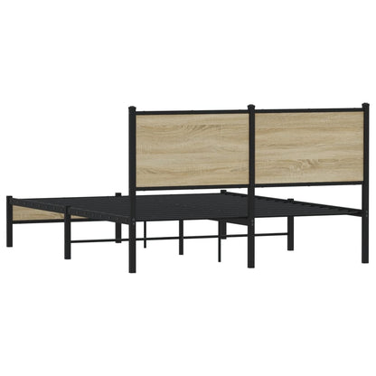 vidaXL Metal Bed Frame without Mattress Sonoma Oak 140x200 cm