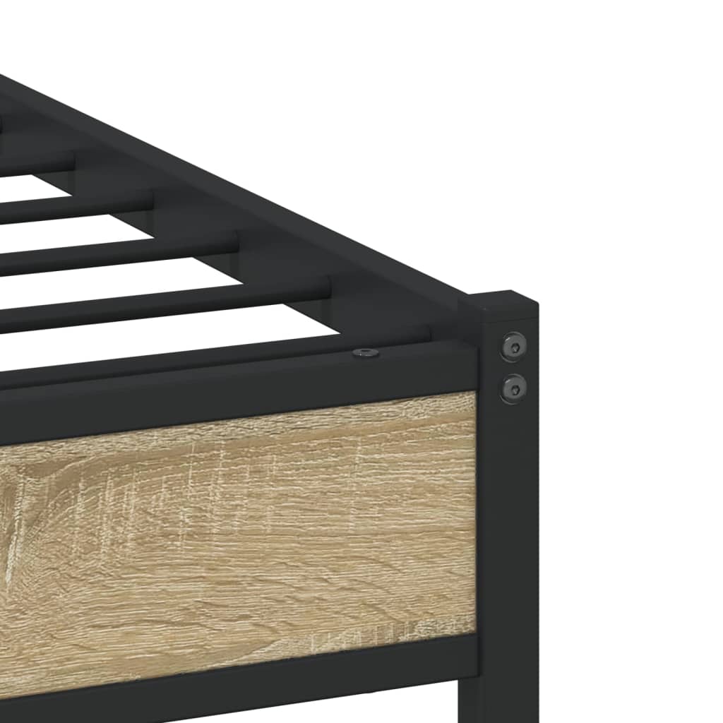 vidaXL Metal Bed Frame without Mattress Sonoma Oak 140x200 cm