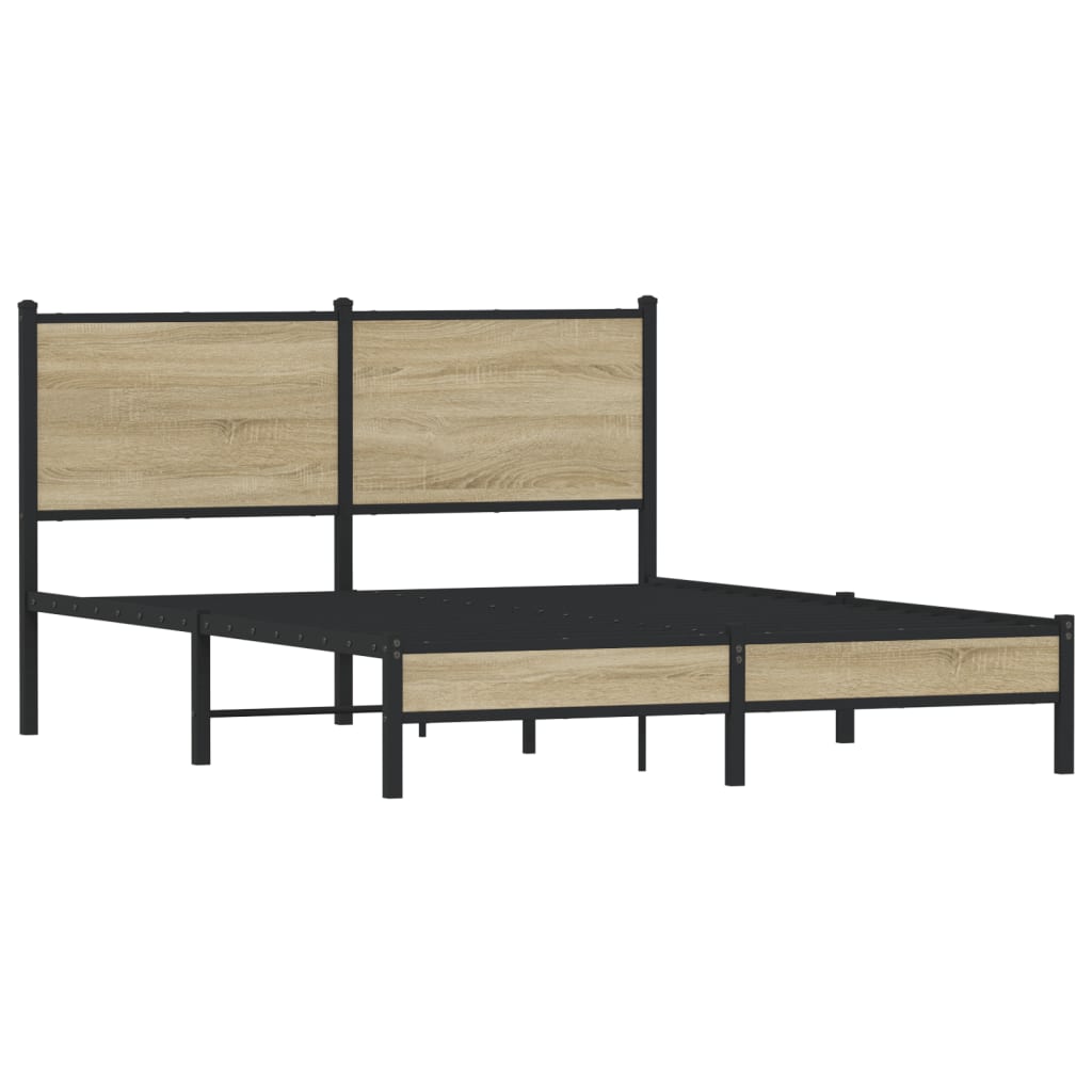 vidaXL Metal Bed Frame without Mattress Sonoma Oak 150x200 cm King Size