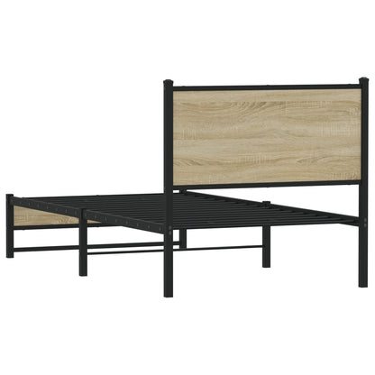vidaXL Metal Bed Frame without Mattress Sonoma Oak 75x190 cm Small Single