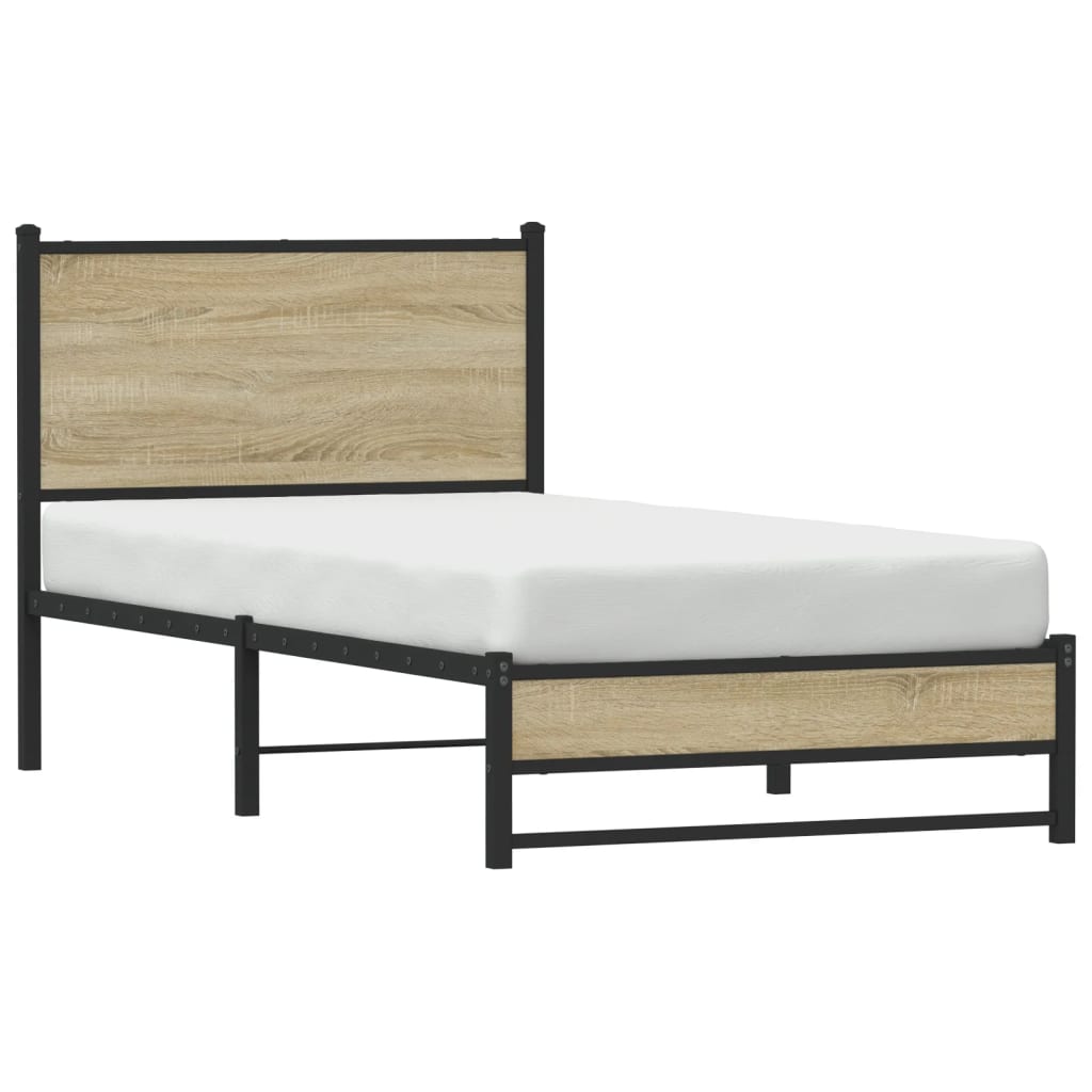 vidaXL Metal Bed Frame without Mattress Sonoma Oak 90x190 cm Single