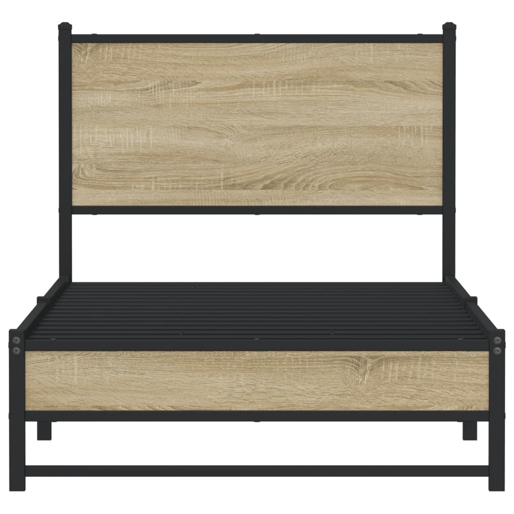 vidaXL Metal Bed Frame without Mattress Sonoma Oak 90x190 cm Single