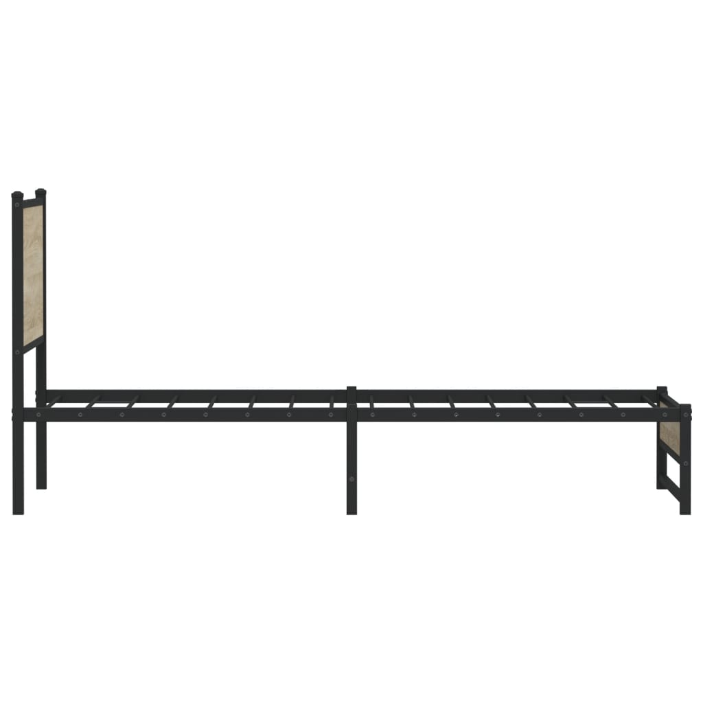 vidaXL Metal Bed Frame without Mattress Sonoma Oak 90x190 cm Single