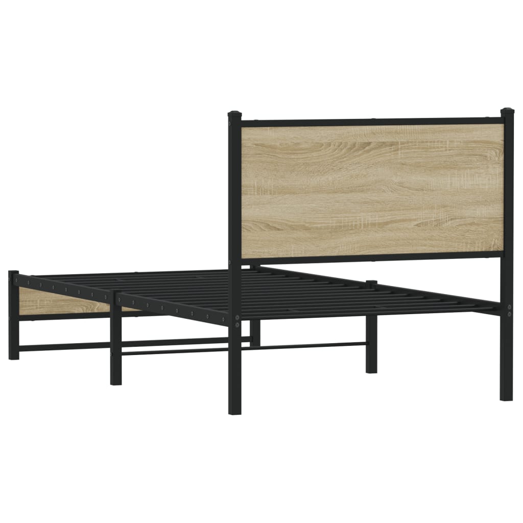 vidaXL Metal Bed Frame without Mattress Sonoma Oak 90x190 cm Single