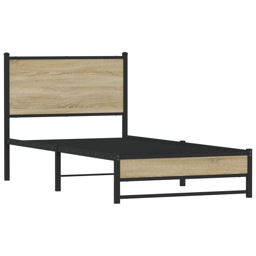 vidaXL Metal Bed Frame without Mattress Sonoma Oak 90x200 cm