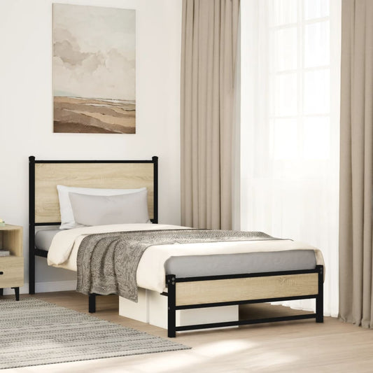 vidaXL Metal Bed Frame without Mattress Sonoma Oak 90x200 cm