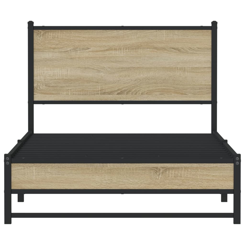 vidaXL Metal Bed Frame without Mattress Sonoma Oak 100x190 cm