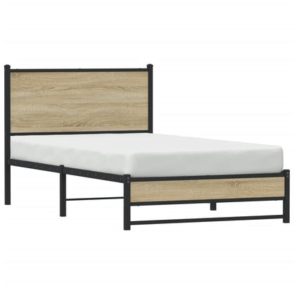 vidaXL Metal Bed Frame without Mattress Sonoma Oak 100x200 cm