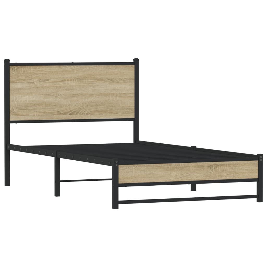 vidaXL Metal Bed Frame without Mattress Sonoma Oak 107x203 cm