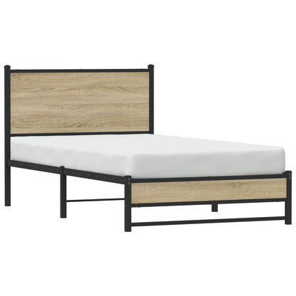 vidaXL Metal Bed Frame without Mattress Sonoma Oak 107x203 cm