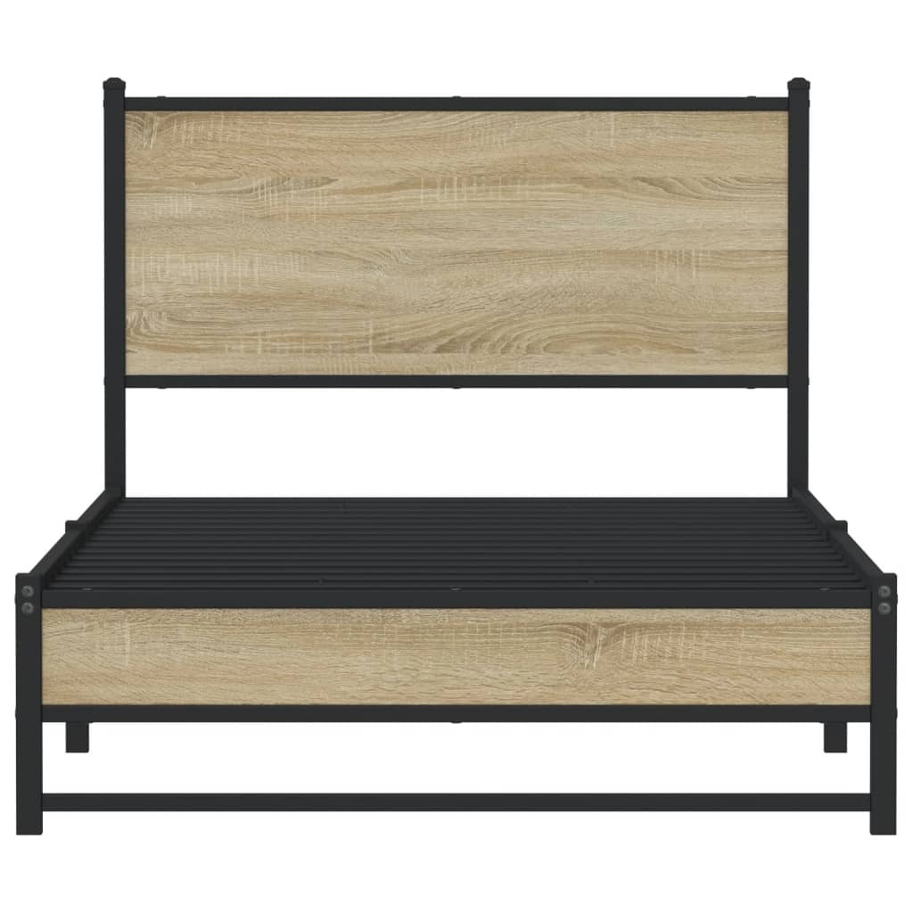 vidaXL Metal Bed Frame without Mattress Sonoma Oak 107x203 cm