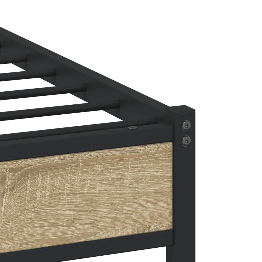 vidaXL Metal Bed Frame without Mattress Sonoma Oak 107x203 cm