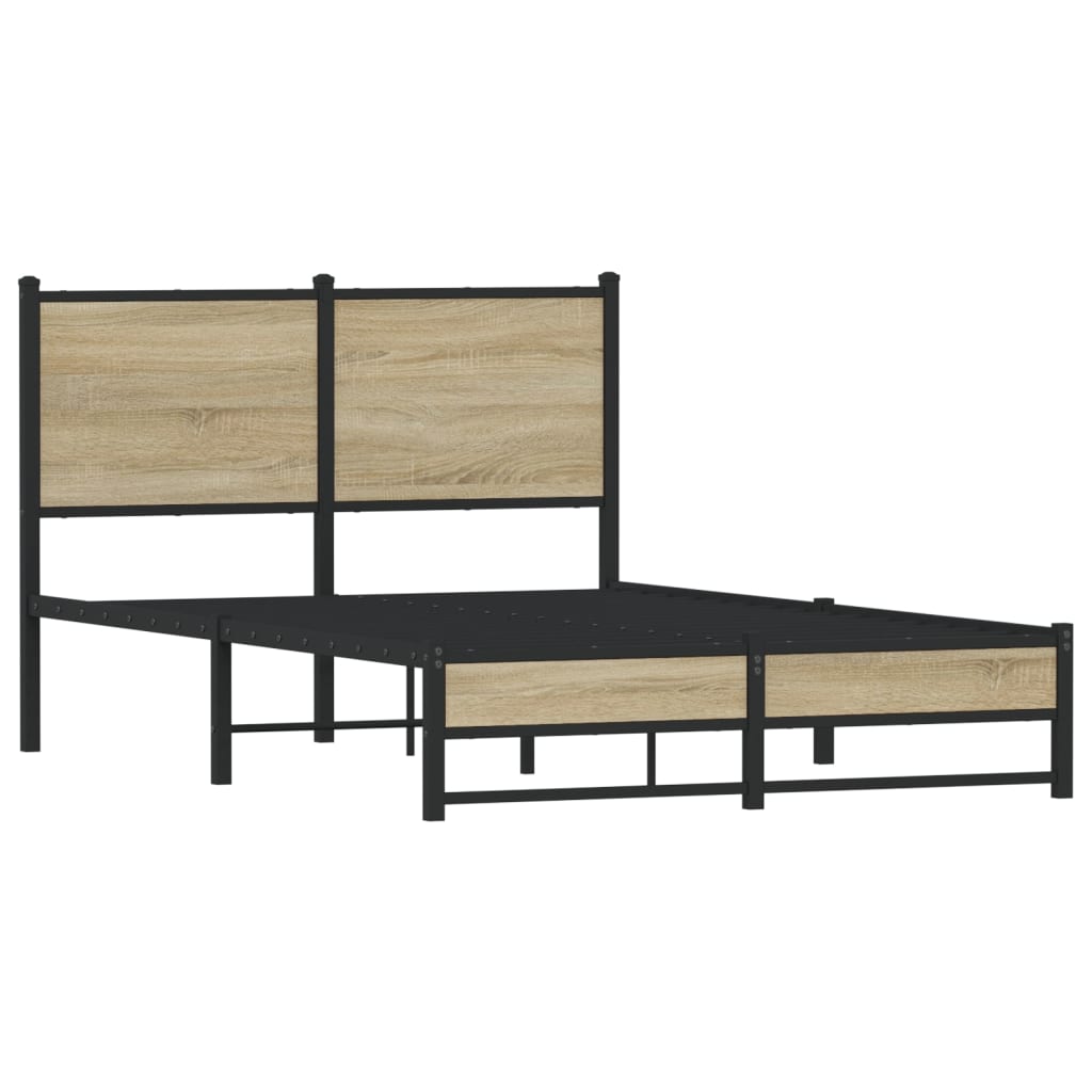 vidaXL Metal Bed Frame without Mattress Sonoma Oak 120x190 cm Small Double