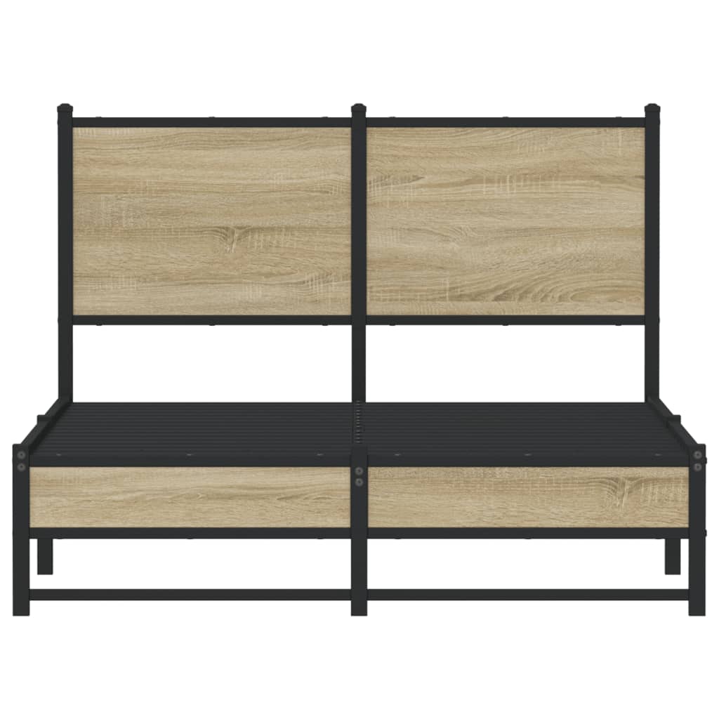 vidaXL Metal Bed Frame without Mattress Sonoma Oak 120x190 cm Small Double