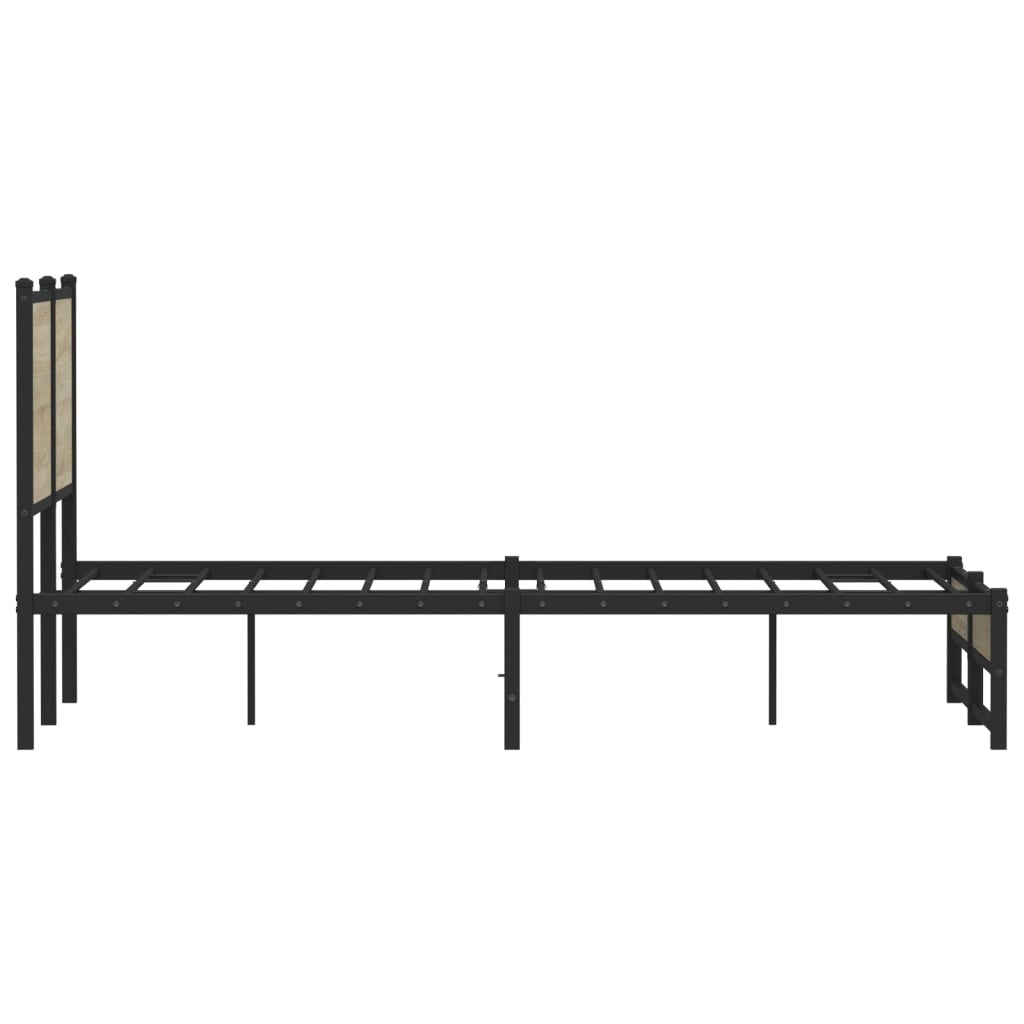 vidaXL Metal Bed Frame without Mattress Sonoma Oak 120x190 cm Small Double