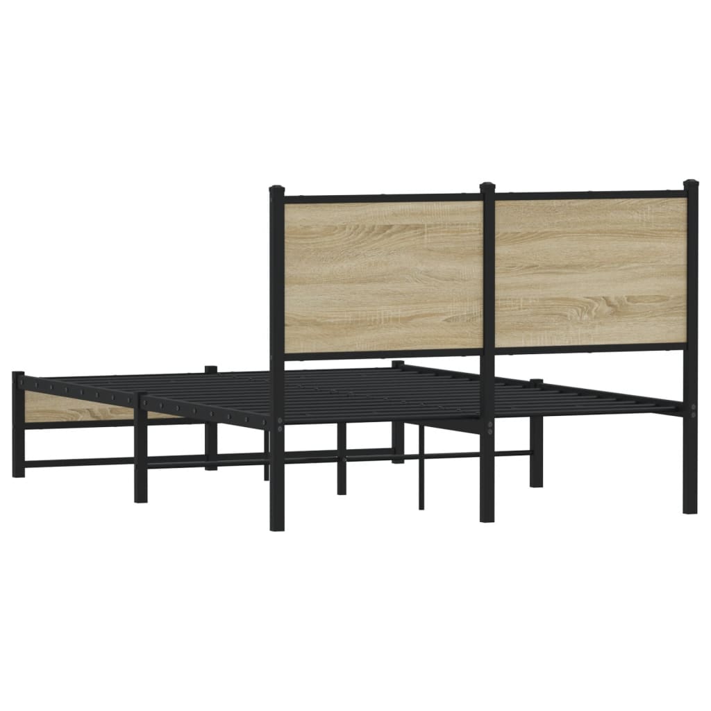 vidaXL Metal Bed Frame without Mattress Sonoma Oak 120x190 cm Small Double
