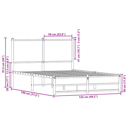vidaXL Metal Bed Frame without Mattress Sonoma Oak 120x190 cm Small Double