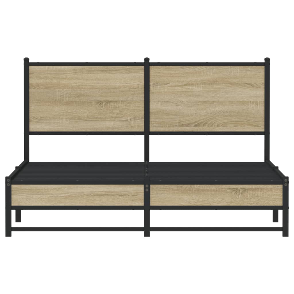 vidaXL Metal Bed Frame without Mattress Sonoma Oak 137x190 cm