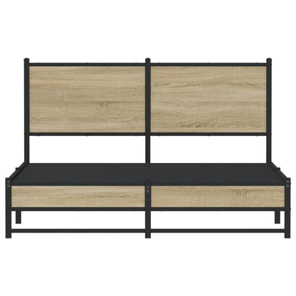 vidaXL Metal Bed Frame without Mattress Sonoma Oak 137x190 cm