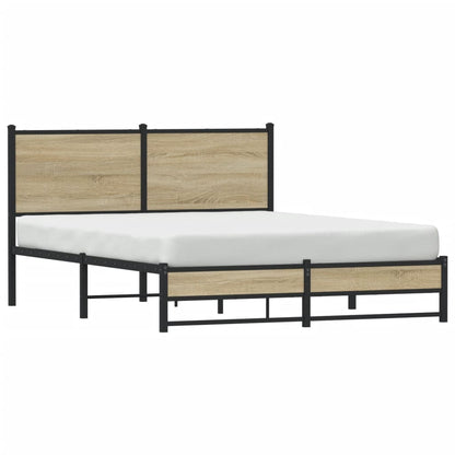 vidaXL Metal Bed Frame without Mattress Sonoma Oak 140x190 cm