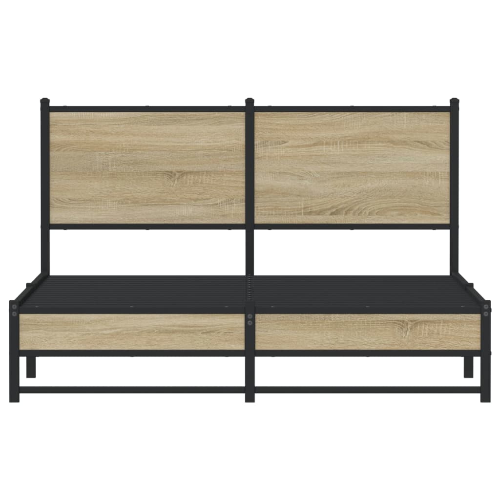 vidaXL Metal Bed Frame without Mattress Sonoma Oak 140x190 cm
