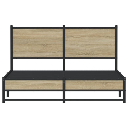 vidaXL Metal Bed Frame without Mattress Sonoma Oak 140x190 cm
