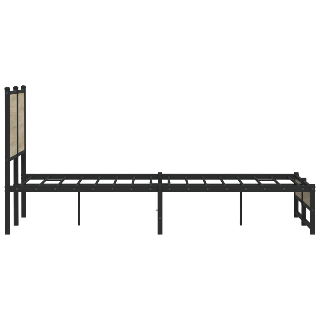 vidaXL Metal Bed Frame without Mattress Sonoma Oak 140x190 cm