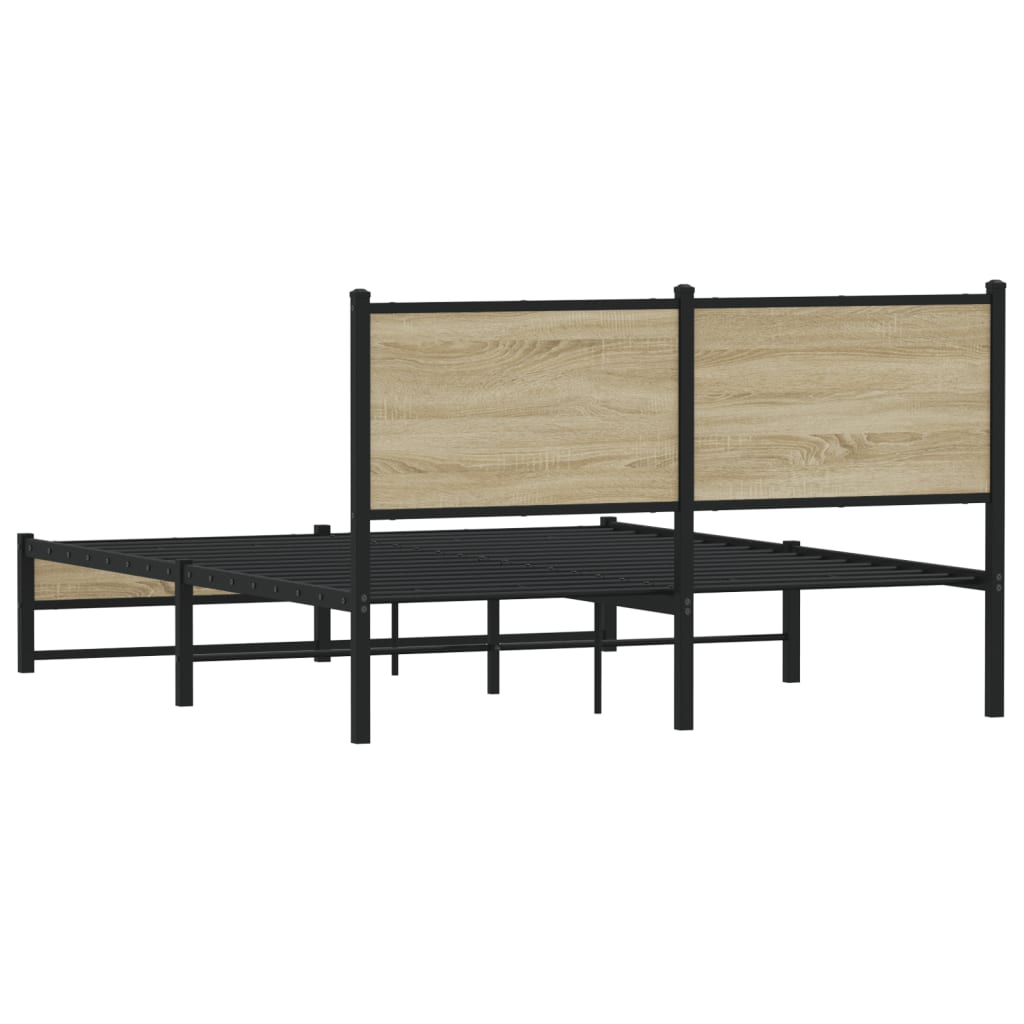 vidaXL Metal Bed Frame without Mattress Sonoma Oak 140x190 cm