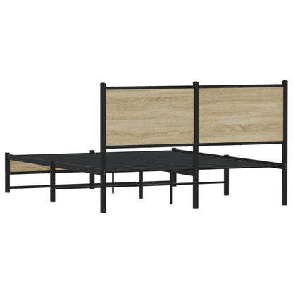 vidaXL Metal Bed Frame without Mattress Sonoma Oak 140x190 cm