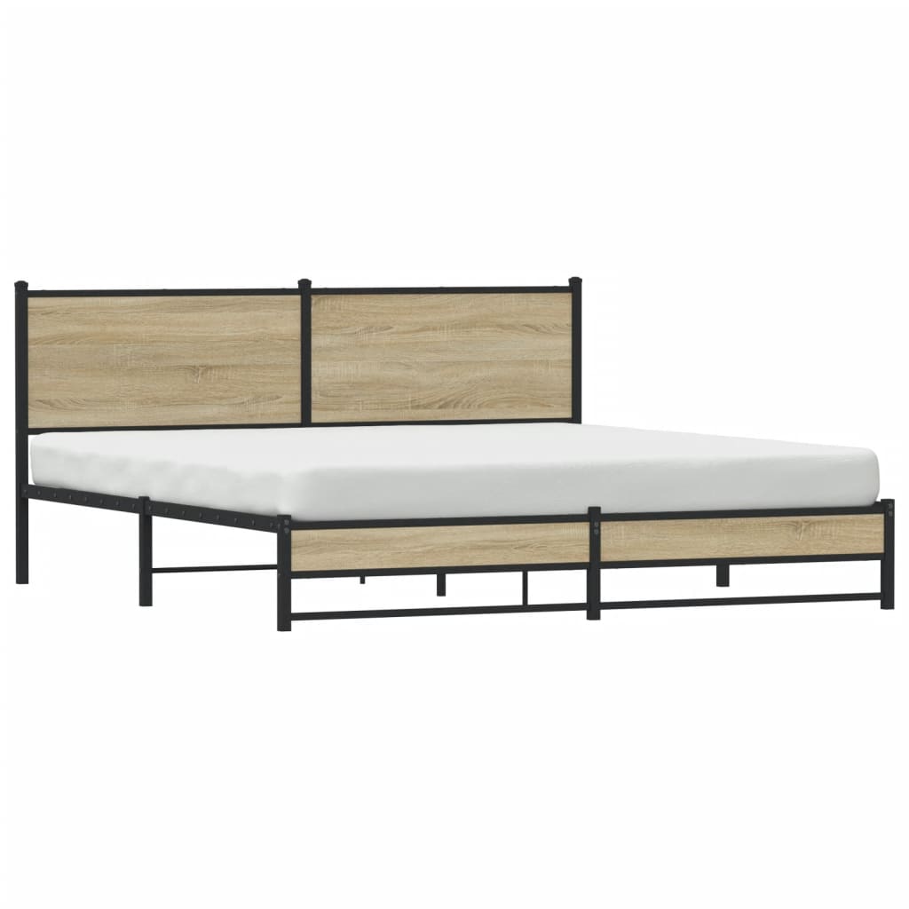 vidaXL Metal Bed Frame without Mattress Sonoma Oak 160x200 cm