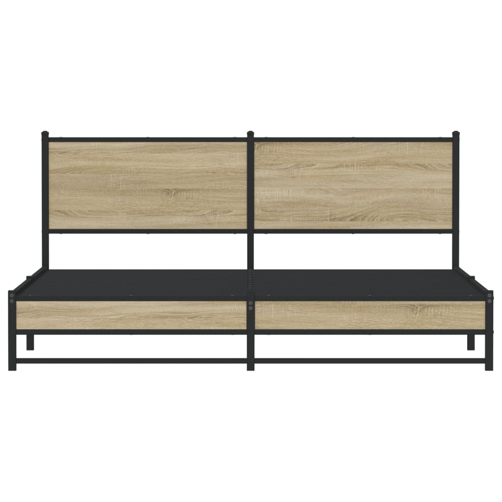 vidaXL Metal Bed Frame without Mattress Sonoma Oak 160x200 cm