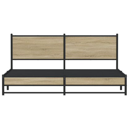 vidaXL Metal Bed Frame without Mattress Sonoma Oak 160x200 cm