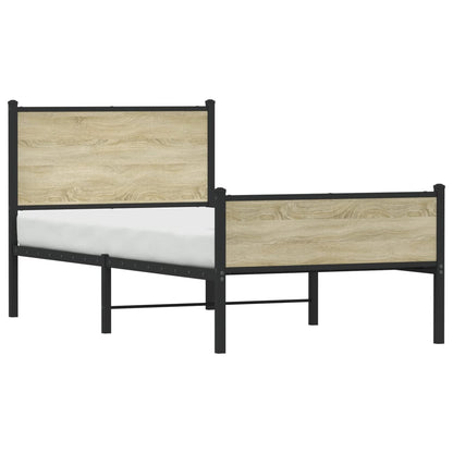 vidaXL Metal Bed Frame without Mattress Sonoma Oak 90x190 cm Single