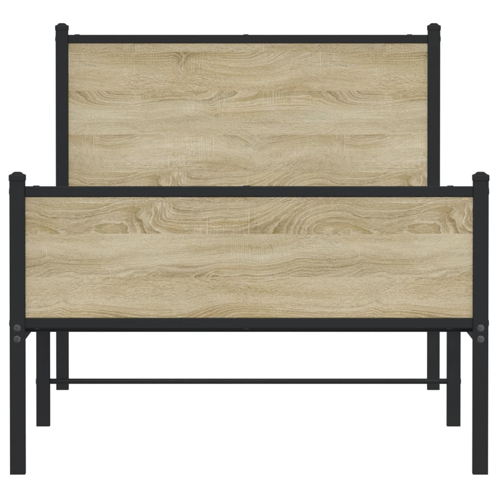 vidaXL Metal Bed Frame without Mattress Sonoma Oak 90x190 cm Single