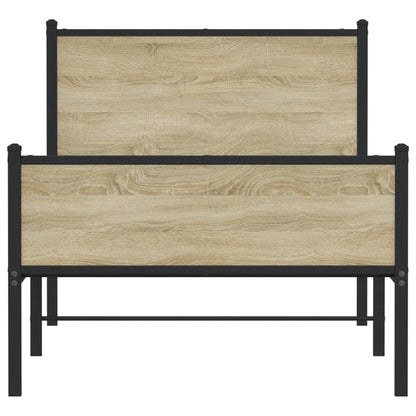 vidaXL Metal Bed Frame without Mattress Sonoma Oak 90x190 cm Single
