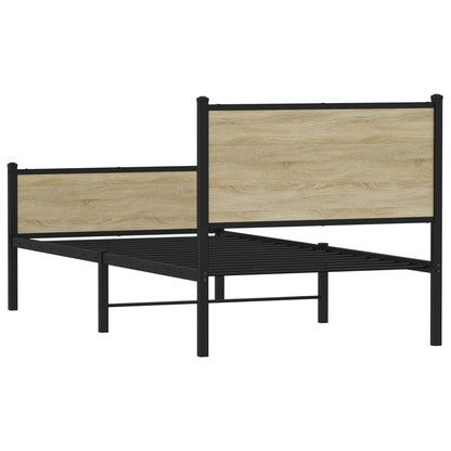 vidaXL Metal Bed Frame without Mattress Sonoma Oak 90x190 cm Single