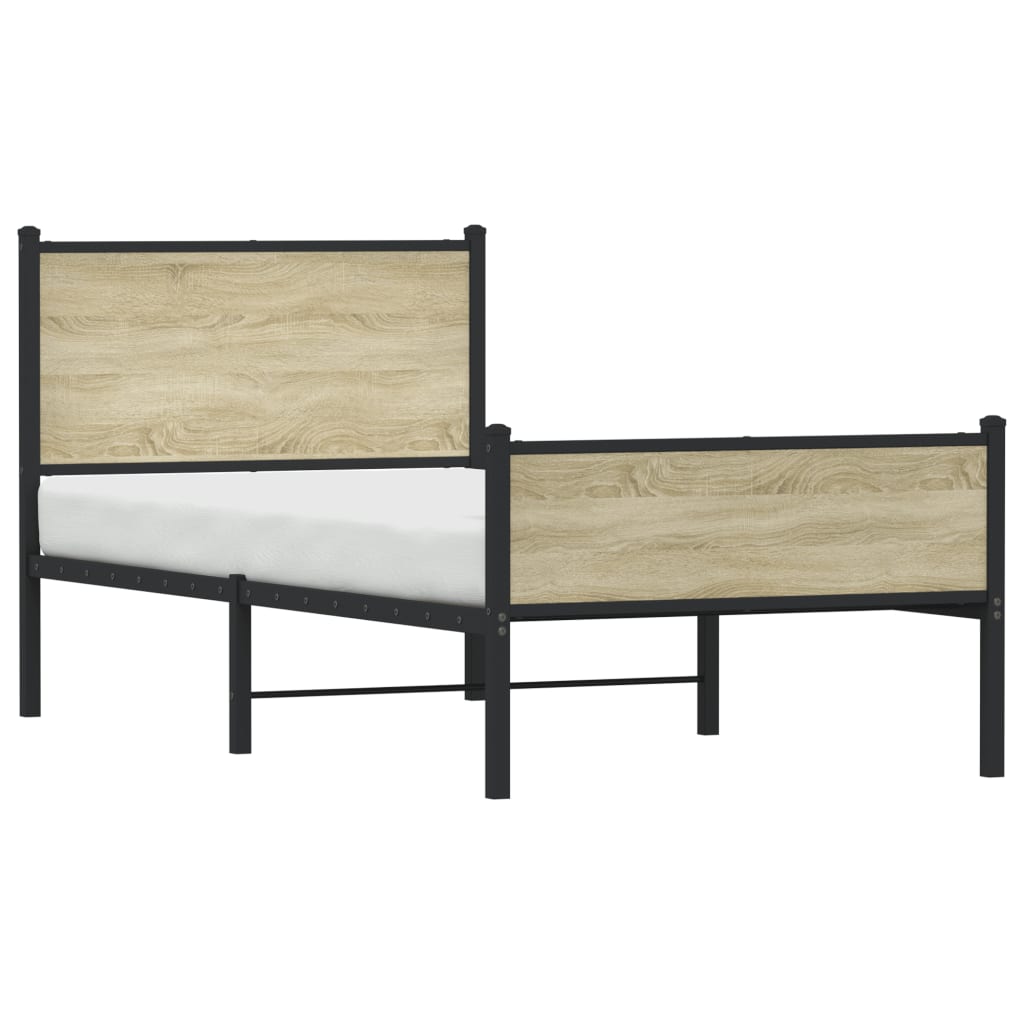 vidaXL Metal Bed Frame without Mattress Sonoma Oak 90x200 cm
