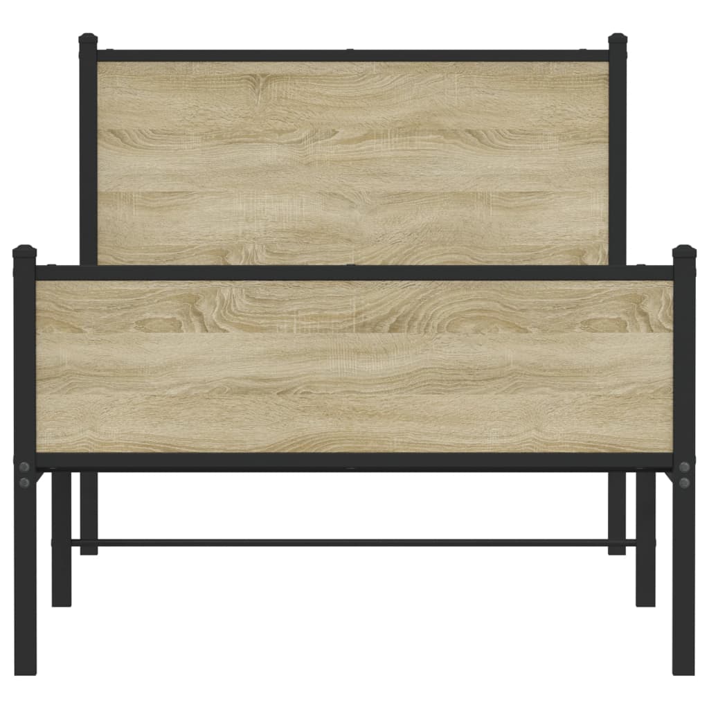 vidaXL Metal Bed Frame without Mattress Sonoma Oak 100x190 cm