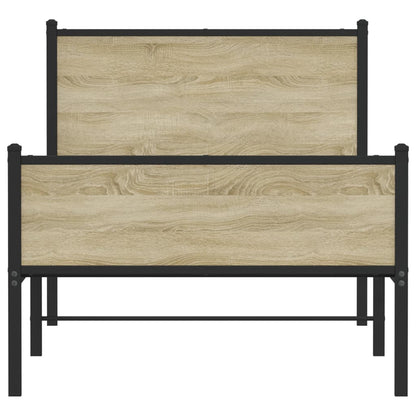 vidaXL Metal Bed Frame without Mattress Sonoma Oak 100x190 cm